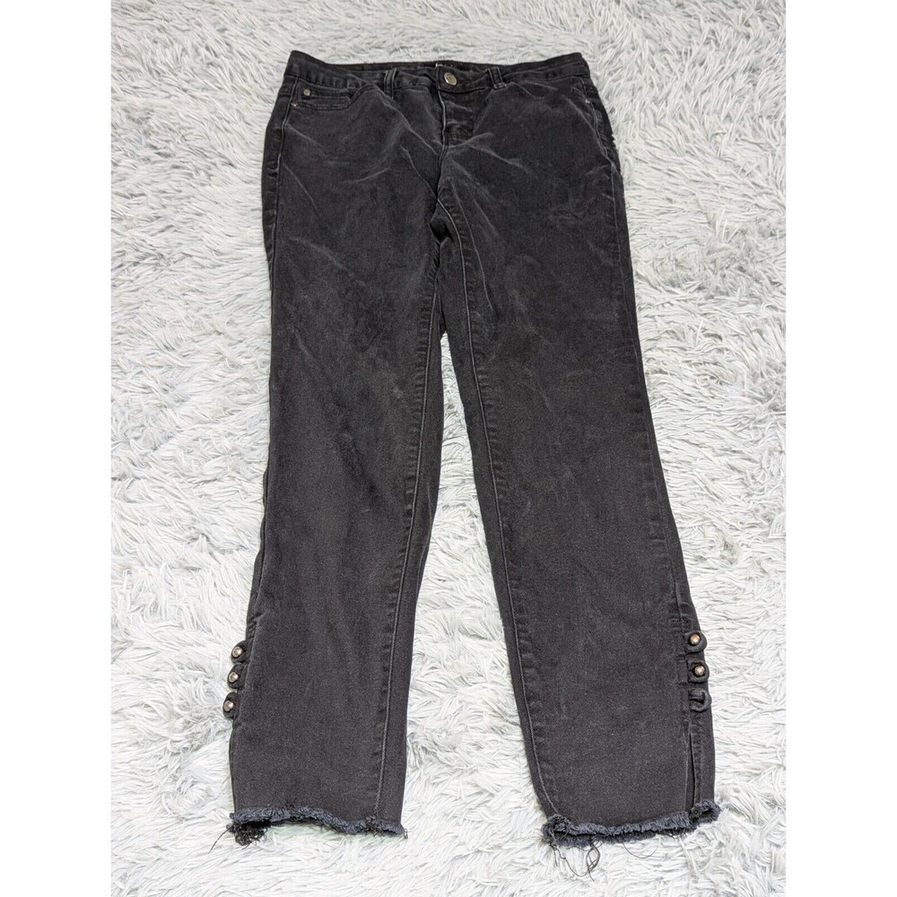 Earl Jeans Womens Size 10 Skinny Ankle Black Stretch Jean Cut Off Cuff 30x28
